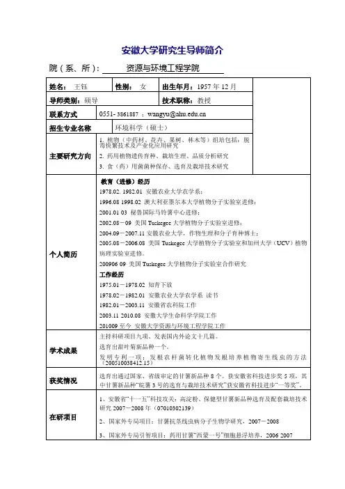 安徽大学研究生导师简介 - 安徽大学研究生院
