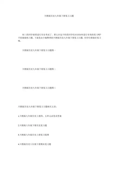 川教版历史九年级下册复习习题_