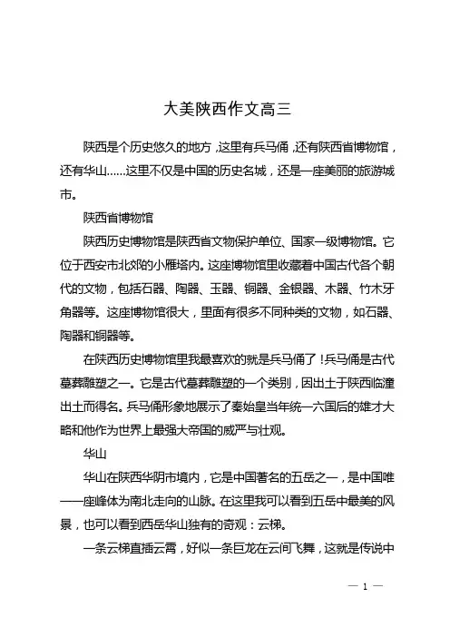 大美陕西作文高三
