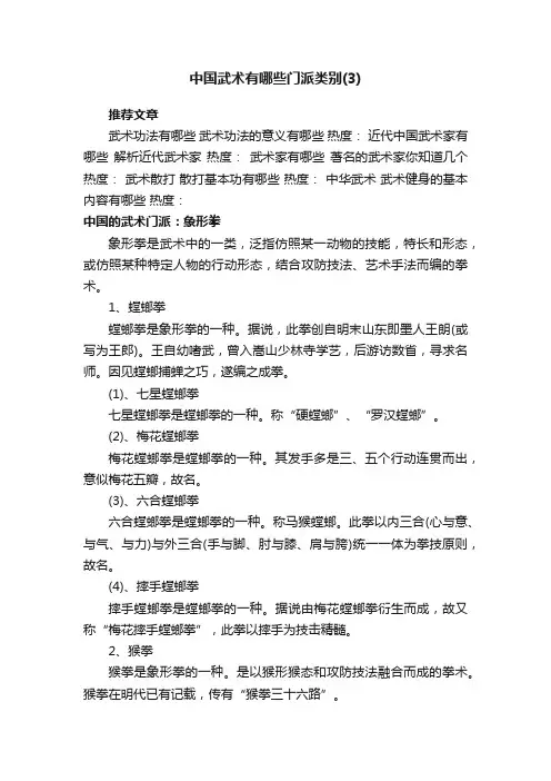 中国武术有哪些门派类别（3）