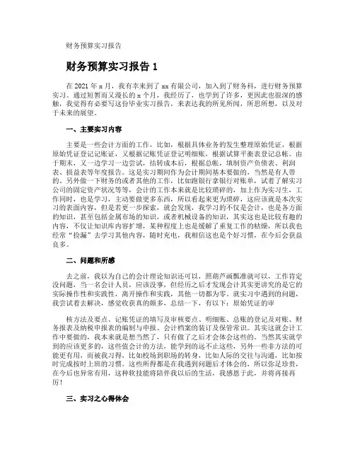 财务预算实习报告