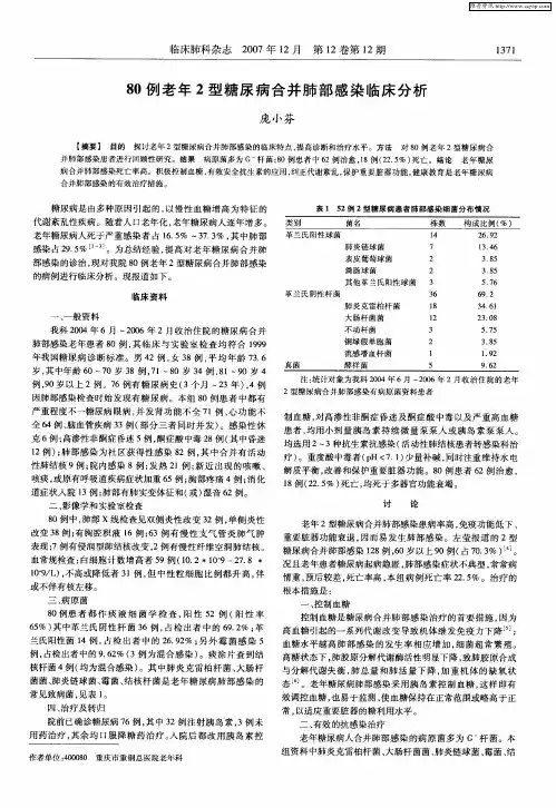 80例老年2型糖尿病合并肺部感染临床分析