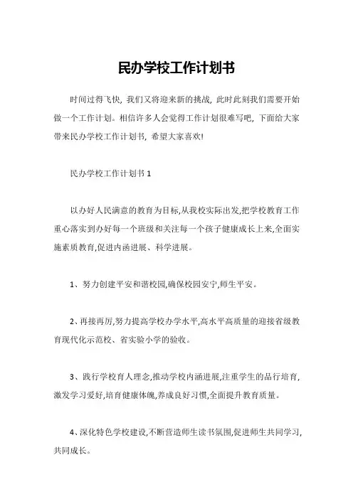 民办学校工作计划书1