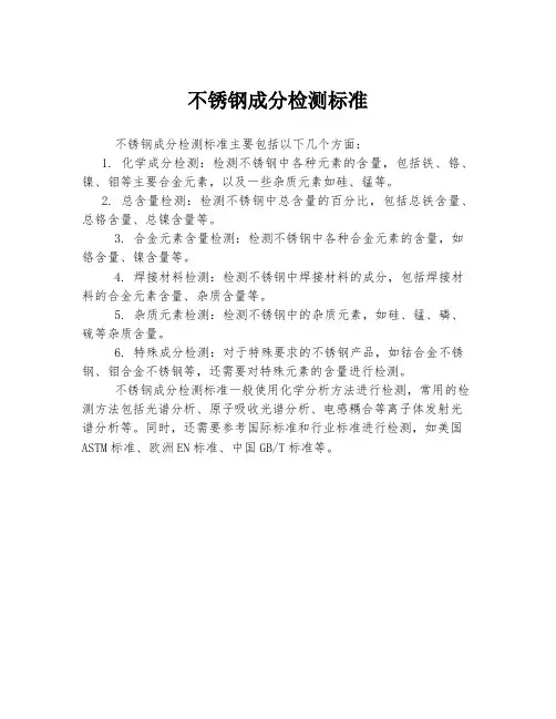 不锈钢成分检测标准