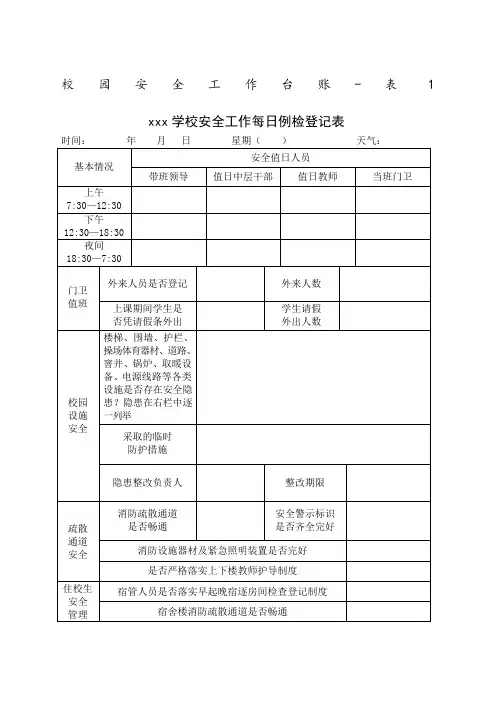 校园安全工作台账
