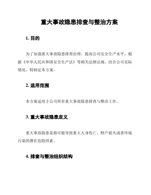 重大事故隐患排查与整治方案