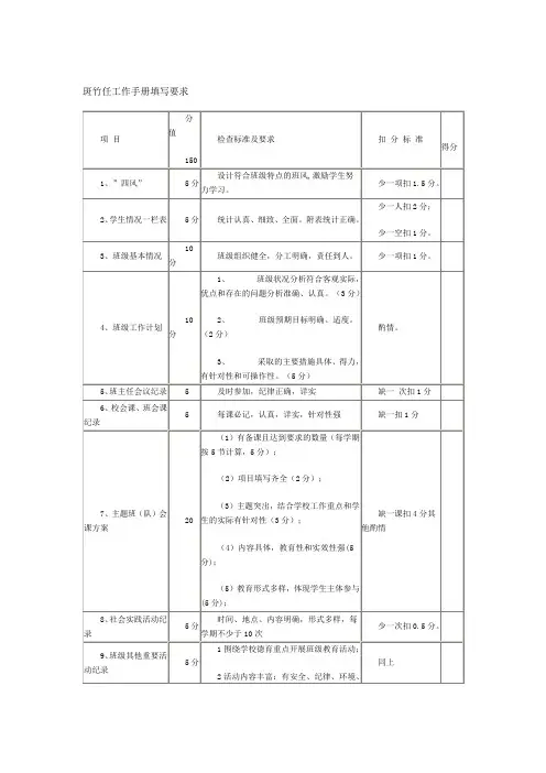 班主任工作手册填写要求
