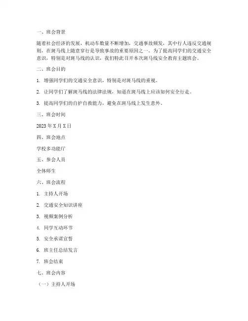 斑马线安全教育主题班会