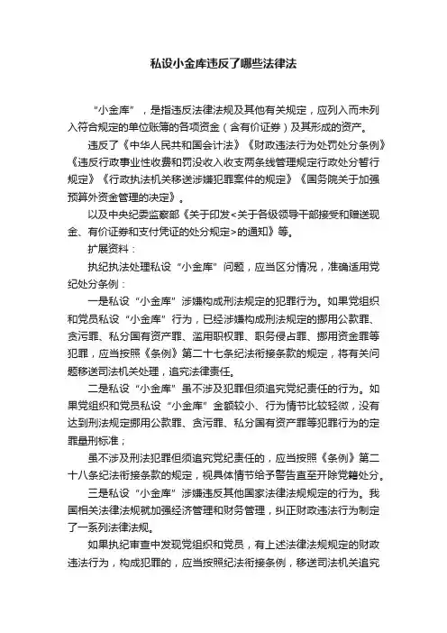 私设小金库违反了哪些法律法