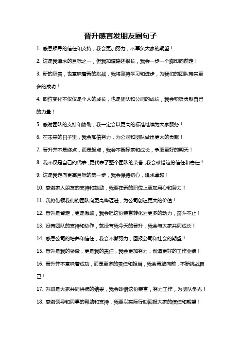 晋升感言发朋友圈句子