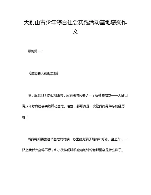 大别山青少年综合社会实践活动基地感受作文