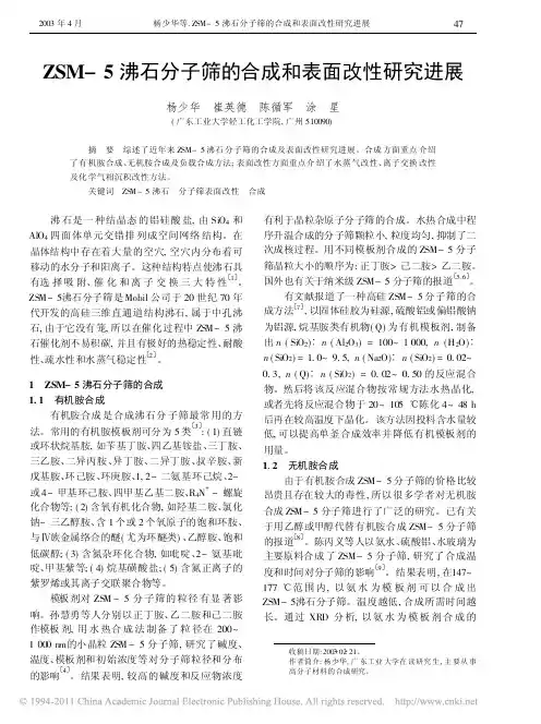 ZSM_5沸石分子筛的合成和表面改性研究进展_杨少华