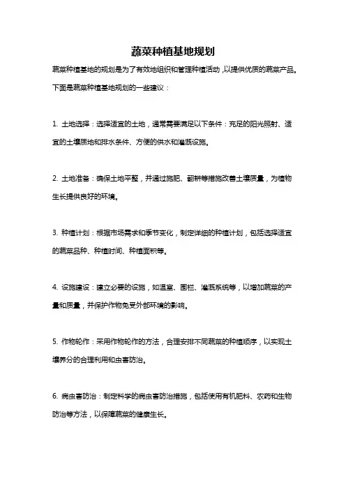 蔬菜种植基地规划