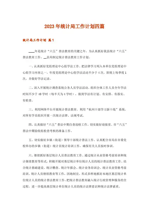 2023年统计局工作计划四篇