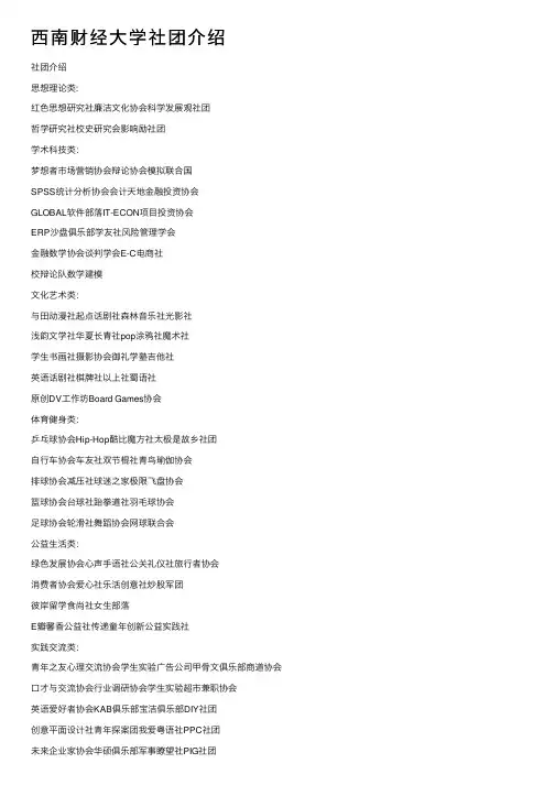 西南财经大学社团介绍