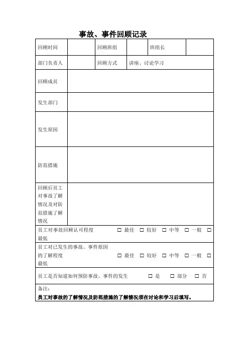 事故事件回顾记录