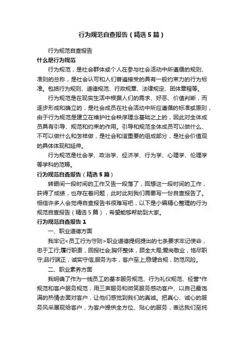 行为规范自查报告（精选5篇）