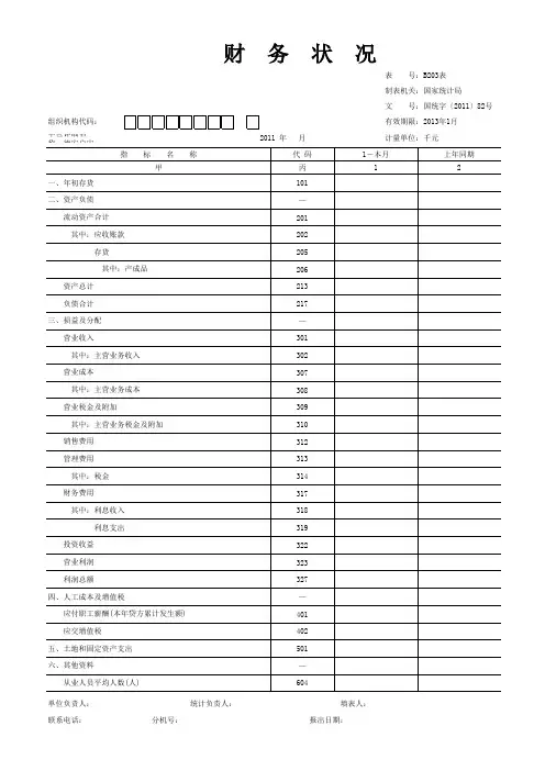 财务表B203统计报表