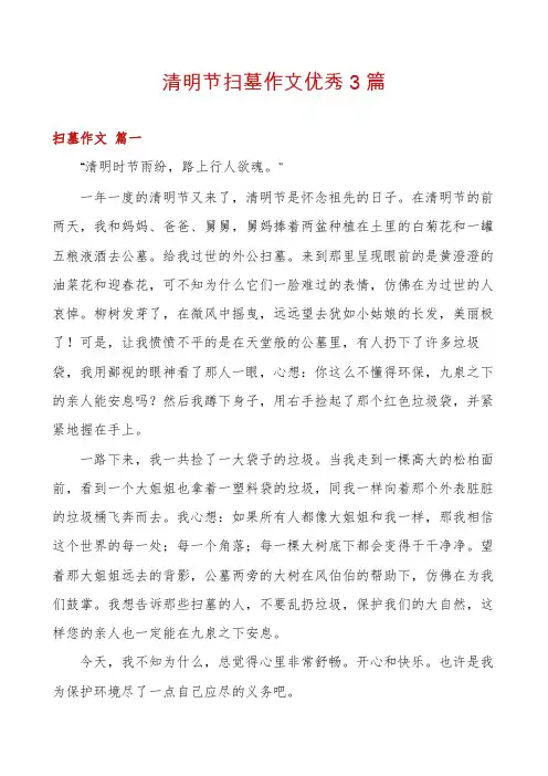 清明节扫墓作文优秀3篇