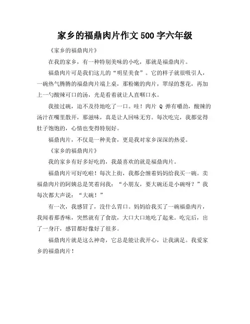 家乡的福鼎肉片作文500字六年级