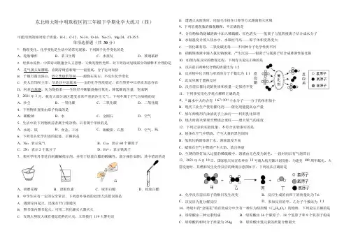 吉林省东北师大附中明珠校区2021-2022学年九年级下学期化学大练习(四)