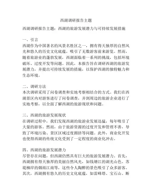 西湖调研报告主题