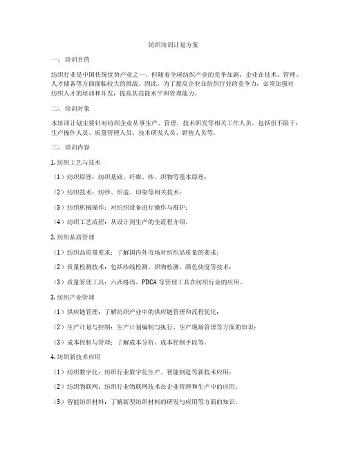 纺织培训计划方案