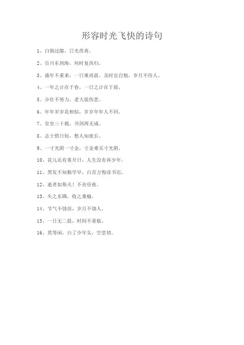 形容时光飞快的诗句