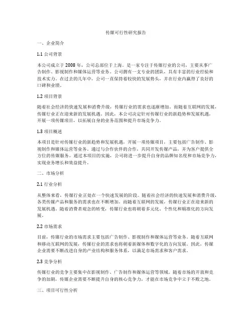 传媒可行性研究报告