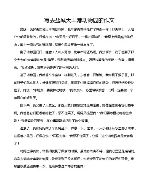 写去盐城大丰港动物园的作文
