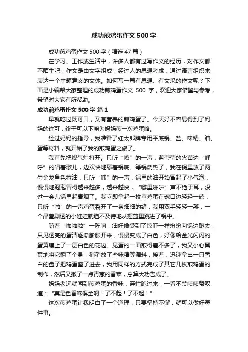 成功煎鸡蛋作文500字（精选47篇）