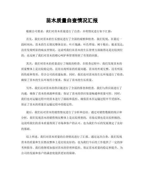 苗木质量自查情况汇报