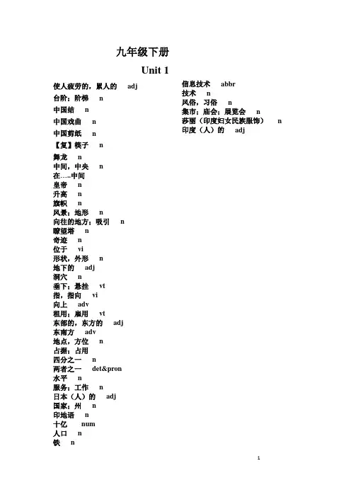 九年级下册-英语单词译林版(默写稿)