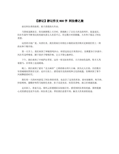 【游记】游记作文900字 阿拉善之旅