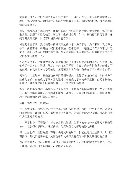 十五年同学聚会上的感言