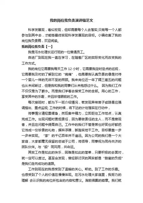 我的岗位我负责演讲稿范文