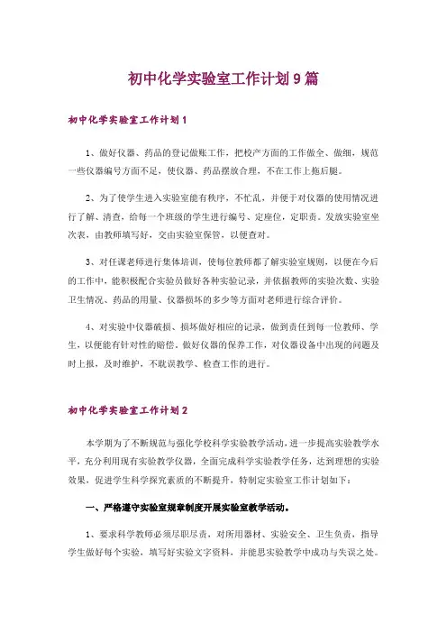 初中化学实验室工作计划9篇