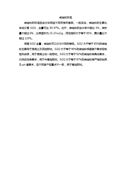 微硅粉标准