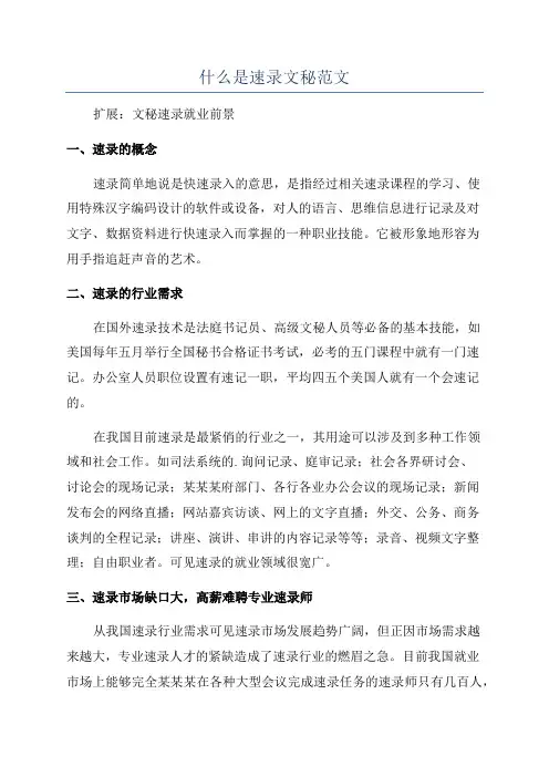 什么是速录文秘范文