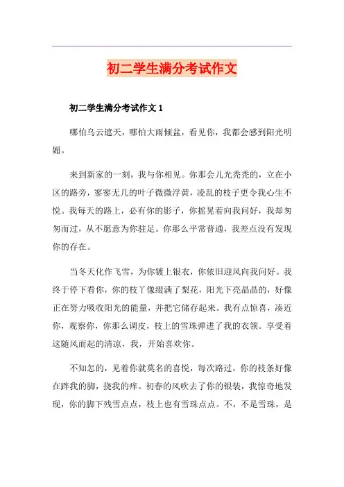 初二学生满分考试作文