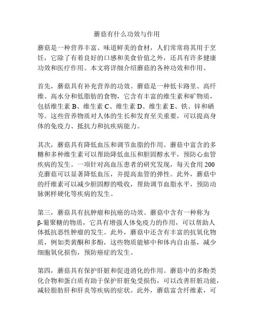 蘑菇有什么功效与作用