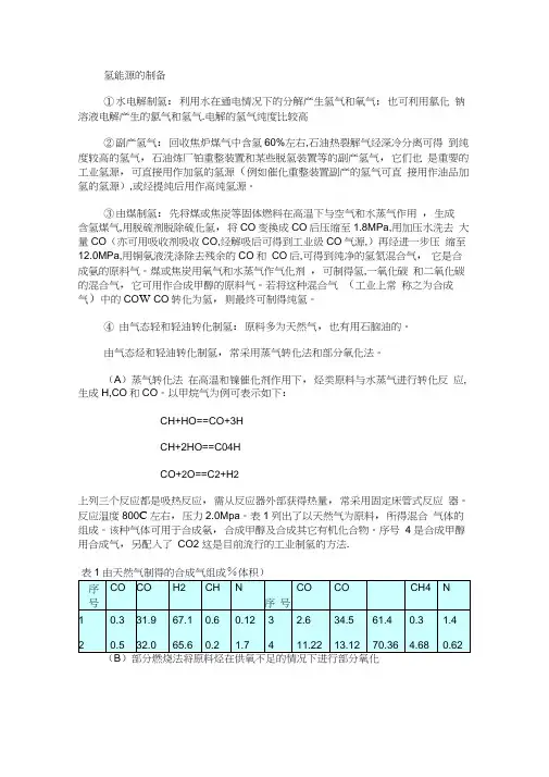 氢能源的制备