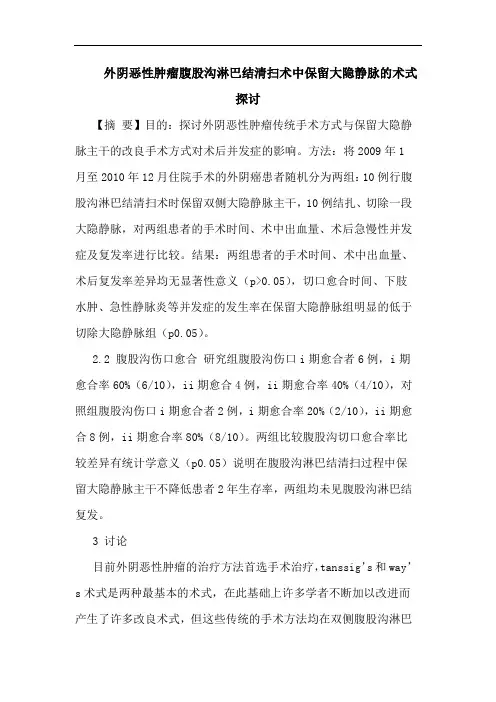 外阴恶性肿瘤腹股沟淋巴结清扫术中保留大隐静脉术式