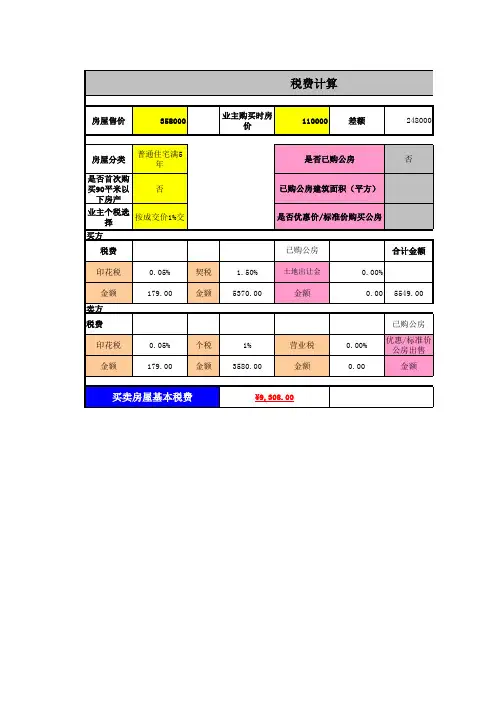 二手房税费自动计算表.xls