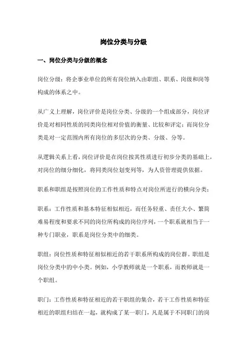 人力资源2级 岗位分类与分级 总结