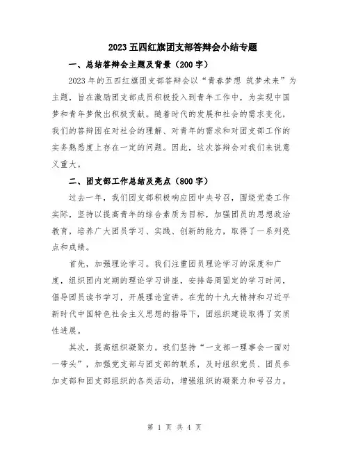 2023五四红旗团支部答辩会小结专题