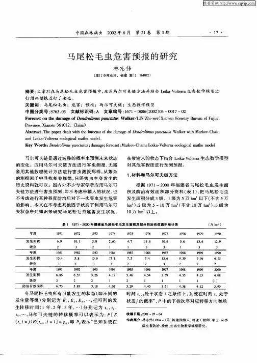 马尾松毛虫危害预报的研究