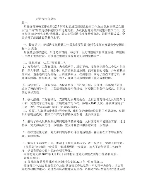 后进党支部总结