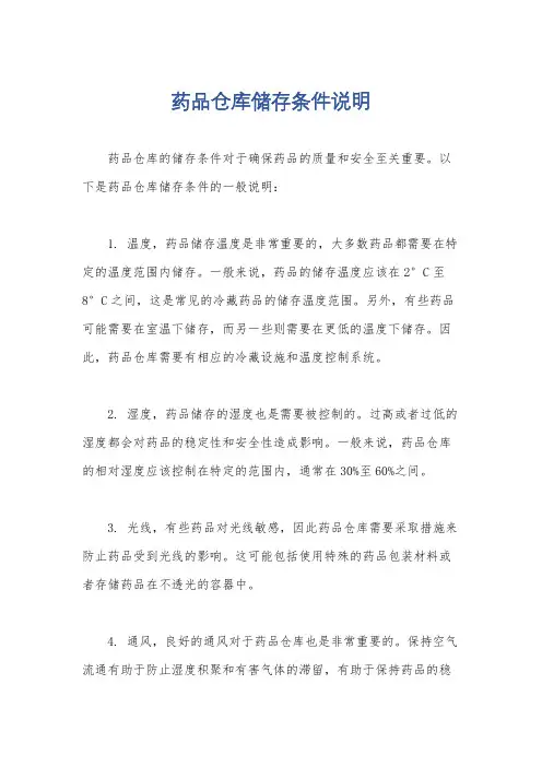 药品仓库储存条件说明