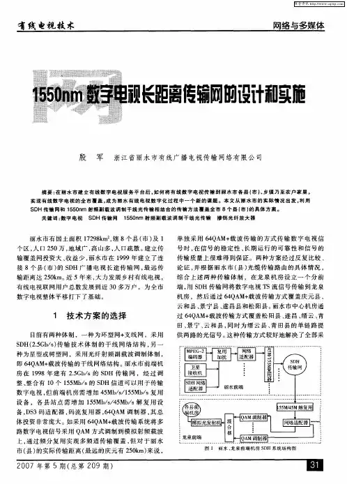 1550nm数字电视长距离传输网的设计和实施
